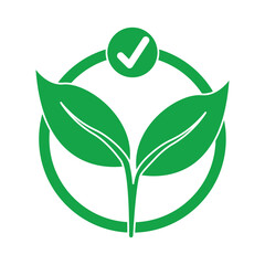 ecology leafs plant green with check symbol