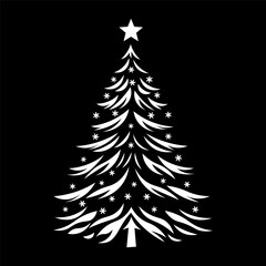 Obraz premium Christmas Tree Window Stencil Template - Festive Holiday Stencil Design