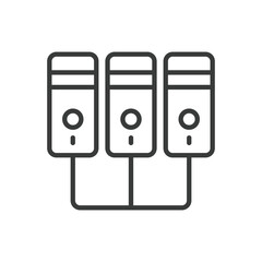 Connected servers, icon in line design. Connected, servers, network, data, storage, computing, system on white background vector. Connected servers editable stroke icon