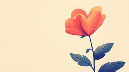 Naklejka premium A vibrant orange flower with heart-shaped petals against a soft beige background.