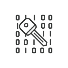 Key code, icon in line design. Key, code, encryption, security, access, unlock, digital on white background vector. Key code editable stroke icon