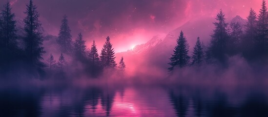 Fototapeta premium Misty Mountain Lake at Dusk