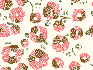 Abstract contemporary geometric flowers objects collage illustration.