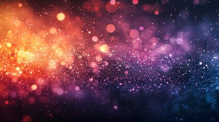 Captivating Close up of Defocused Bokeh Light Flecks in Vibrant Layered Colors Overlaying a Dark Background Creating a Sense of Wonder and Creativity with Free Space for Design