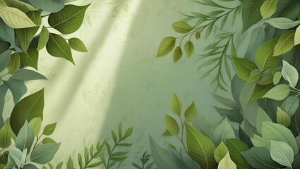 green leaves background Nature-Inspired Wallpaper with Leaf Patterns in Forest Green Tones