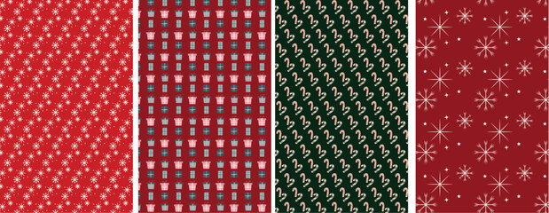 Holidays classic seamless pattern, Christmas Digital Paper Bundle