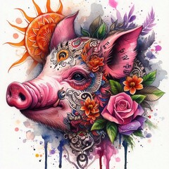 Obraz premium Schwein Tattoo