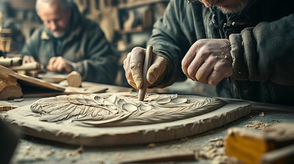 Intricate Hand Carving in Wood Workshop
