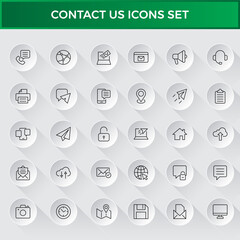 Contact us line icons set vector illustration. editable stroke