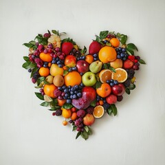 Colorful Heart of Fresh Fruits: Perfect for Health, Love, and Nature Enthusiasts