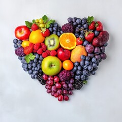 Colorful Heart of Fresh Fruits: Perfect for Health, Love, and Nature Enthusiasts