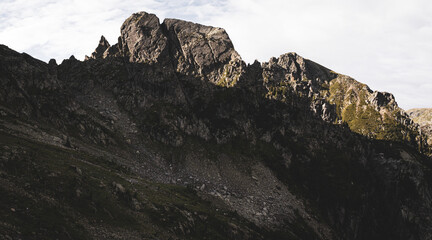 Sunrise over ridge in Dolomites