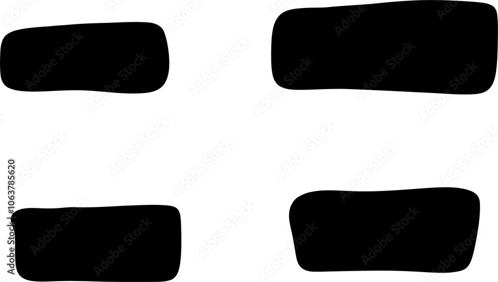 Poster set of simple black and white rounded rectangle icons, usable as buttons