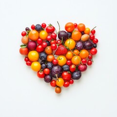 Colorful Heart of Fresh Fruits: Perfect for Health, Love, and Nature Enthusiasts