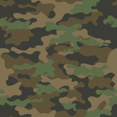 Fototapeta premium green camouflage background, seamless army design, classic dark pattern