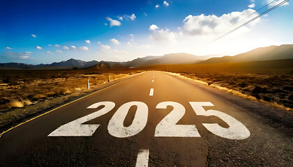 road inscribed symbolizes start new journey fresh plans upcoming years