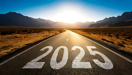 road inscribed symbolizes start new journey fresh plans upcoming years