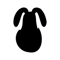 Adorable rabbit with egg silhouette for easter decor. Funny, hand drawn illustration