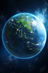 360 World Globe from Space. Enchanting Earth View with Spacecraft and Celestial Brilliance