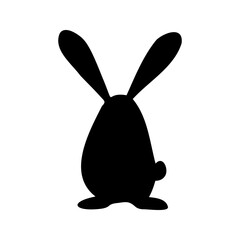 Adorable rabbit silhouette for easter decor. Funny, hand drawn illustration
