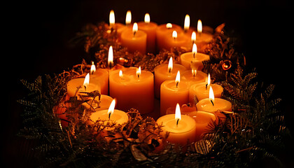 candles forming large number close festive decoration