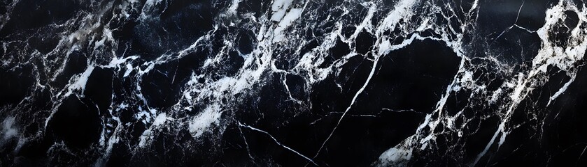 Obraz premium Black Marble with White Veins and Cracks