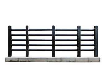 Naklejka premium Modern Black Railing on a Concrete Base on transparent background