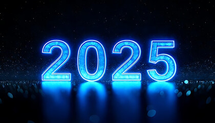 darkened display shows sparkling blue numbers bokeh effect celebrate start new year