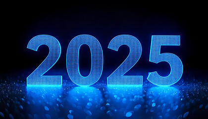 darkened display shows sparkling blue numbers bokeh effect celebrate start new year