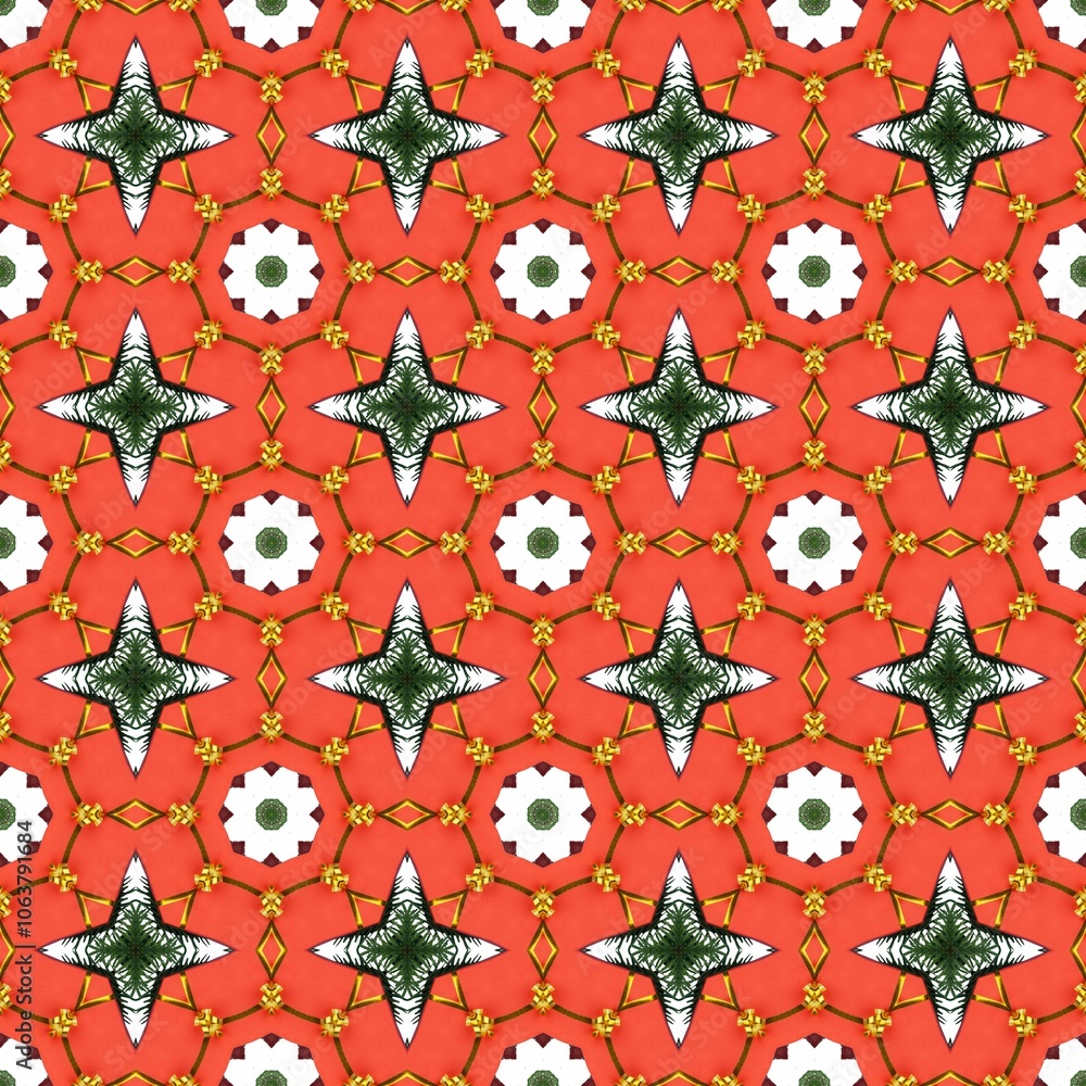 Wall mural illustration of seamless christmas patterns with red and green motifs