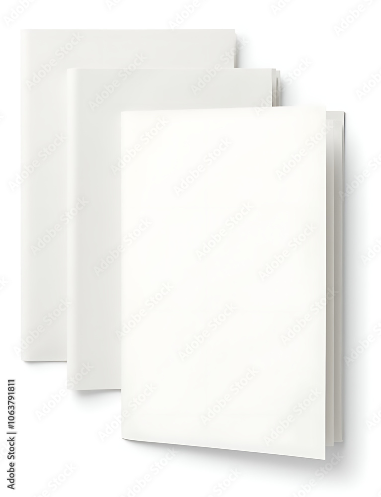 Poster Set of realistic blank booklet templates with multiple view options isolated on a clean and simple white background design