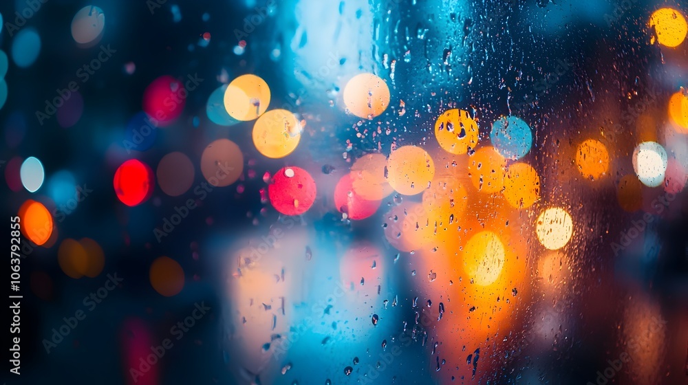 Poster mesmerizing close up of defocused bokeh light flecks in vibrant colors layered over a dark backgroun