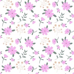 seamless pattern with pink flowers