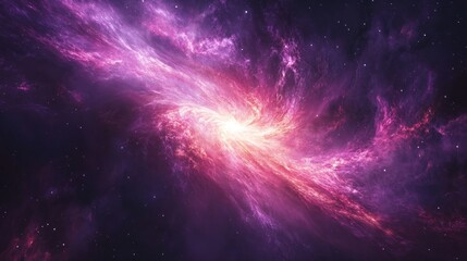 Fototapeta premium A swirling nebula of pink and orange gas in a dark space.