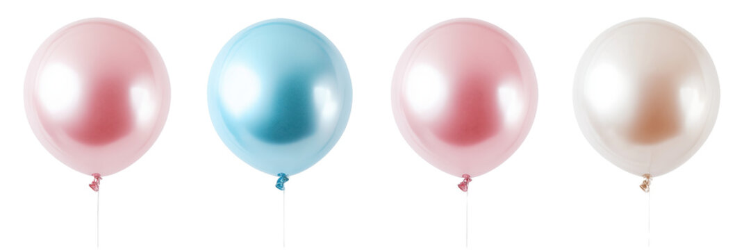 Colorful spring-themed party balloons for festive decorations - png set transparent background