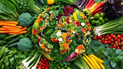 World Map Made of Fruits and Vegetables: November 1st - World Vegan Day