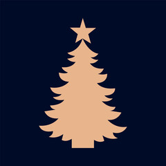 Obraz premium Merry Christmas card banner with christmas tree golden line art illustration