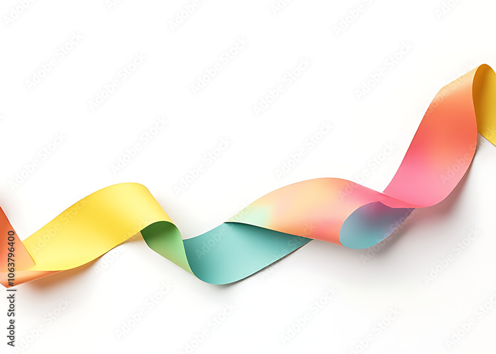 Poster orful abstract curved paper ribbon illustration on a white background ideal for Christmas and other art design projects banners and templates