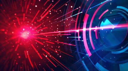 Obraz premium Futuristic Digital Technology with Abstract Red and Blue Laser Beam Effects