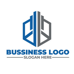 Modern Abstract Hexagon Business Logo Design Vector, Creative Geometric Building Logo for Construction Company