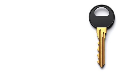 Golden Key to Success: A single, elegant gold key with a black head stands out against a clean background, symbolizing opportunity, potential, and unlocking new beginnings.&nbsp;