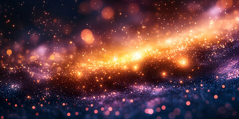 Fototapeta premium A vibrant cosmic scene showcasing swirling particles and glowing elements against a dark backdrop, embodying the beauty of the universe.