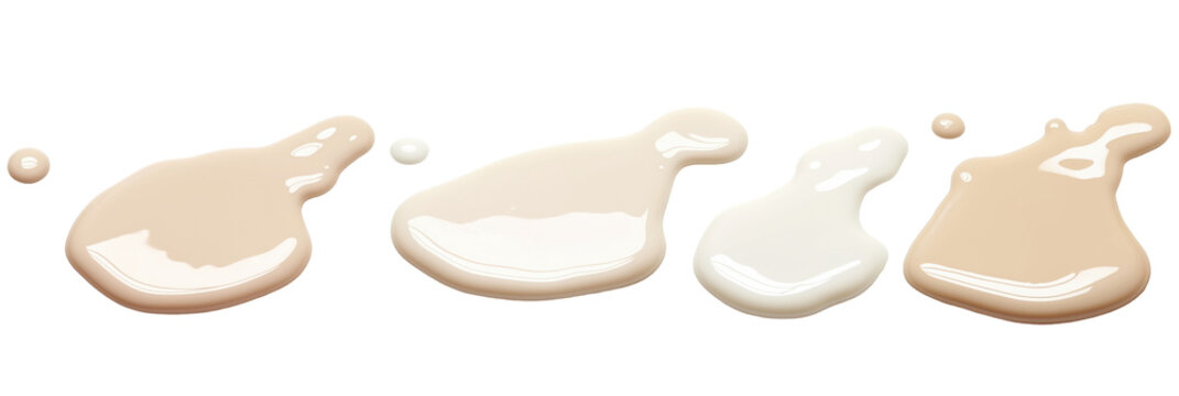 Spilled milk puddle collection: abstract liquid shapes and variations - png set transparent background
