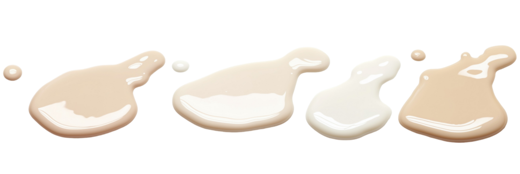 Spilled milk puddle collection: abstract liquid shapes and variations - png set transparent background