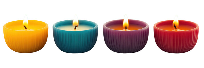 Vibrant diwali candle set for festive decoration and celebration ambiance - png set transparent background