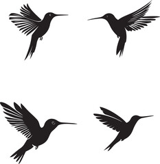 Fototapeta premium Silhouette of hummingbird hovering animals vector