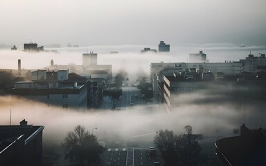 Beautiful foggy cinematic view