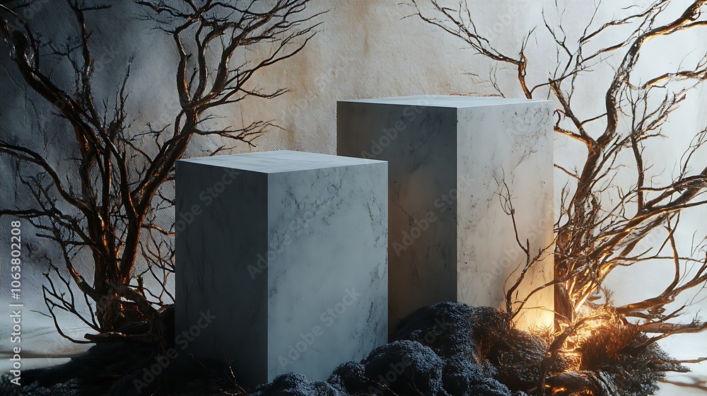 Aufkleber cool grey square boxes in an artistic setting