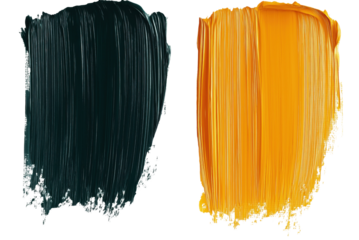 Vibrant grunge brush strokes in contrasting black and yellow for creative designs - png set transparent background