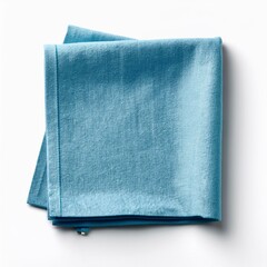 light blue linen napkin isolated on white background